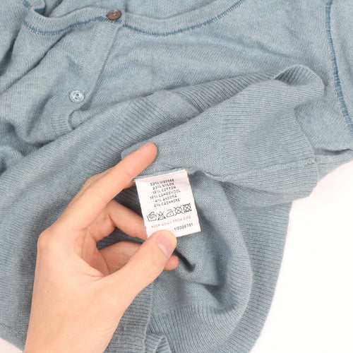 White Stuff Women’s Blue Knit Button Cardigan Size 10 Wool Blend