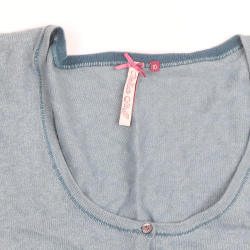 White Stuff Women’s Blue Knit Button Cardigan Size 10 Wool Blend