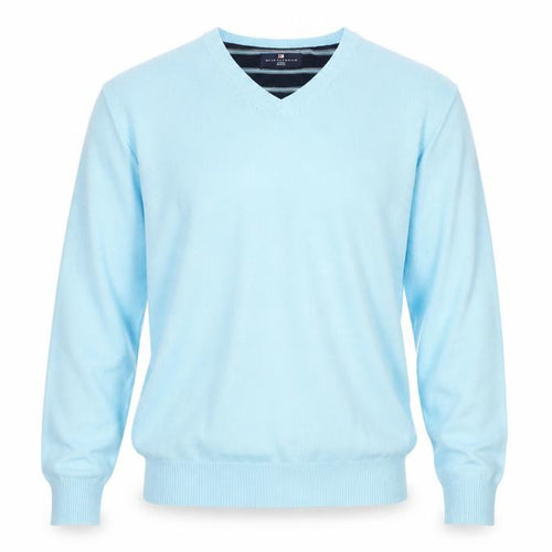 Marks and Spencer Blue Harbour Men's Blue V-Neck Cotton Jumper M
