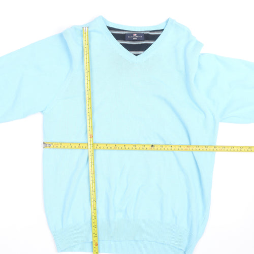 Marks and Spencer Blue Harbour Men's Blue V-Neck Cotton Jumper M