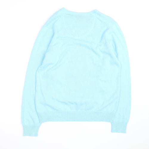 Marks and Spencer Blue Harbour Men's Blue V-Neck Cotton Jumper M