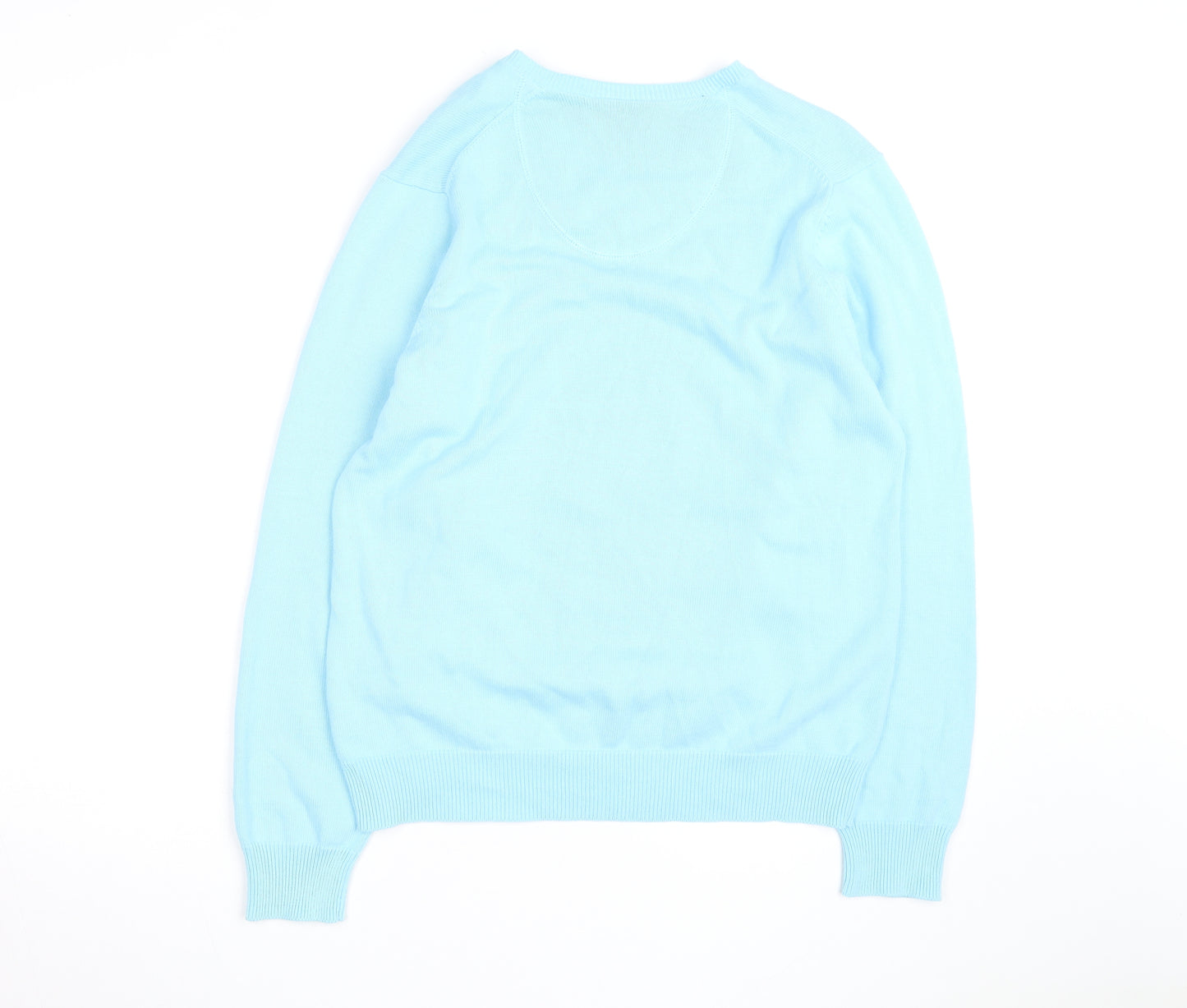 Marks and Spencer Blue Harbour Men's Blue V-Neck Cotton Jumper M