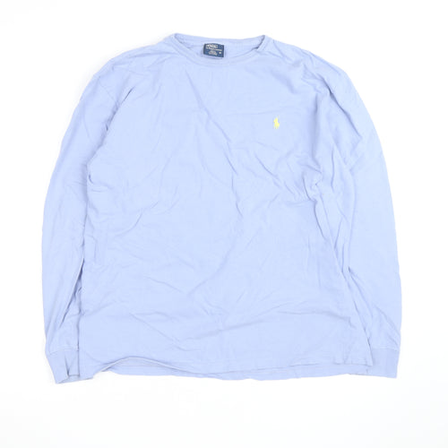 Ralph Lauren Men's Blue Long Sleeve Cotton Crew Neck Casual Top M