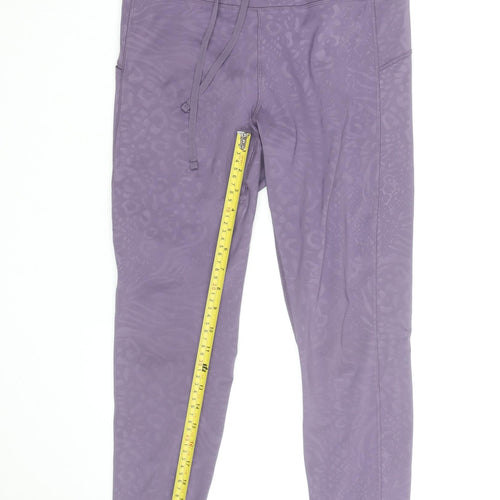 Marks and Spencer Goodmove Purple Animal Print Womens Leggings Size 14