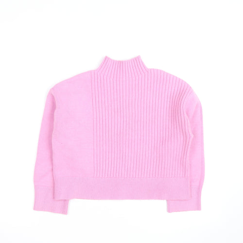 River Island Women’s Pink Mock Neck Ribbed Knit Jumper Size S