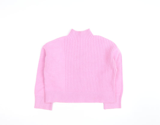River Island Women’s Pink Mock Neck Ribbed Knit Jumper Size S
