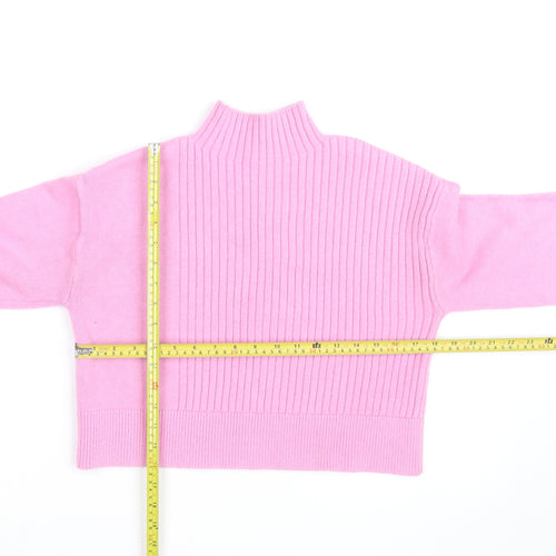 River Island Women’s Pink Mock Neck Ribbed Knit Jumper Size S