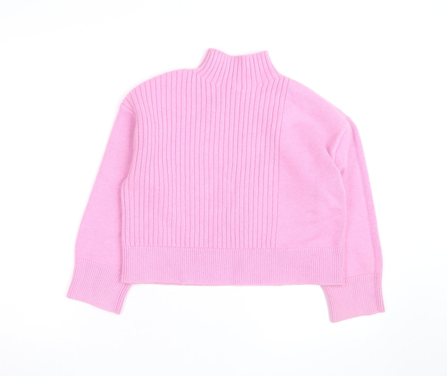 River Island Women’s Pink Mock Neck Ribbed Knit Jumper Size S