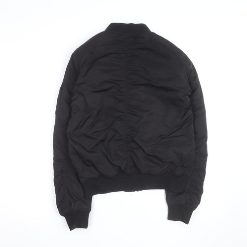 Topshop Women's Black Bomber Jacket UK 10 Zip Lined Casual