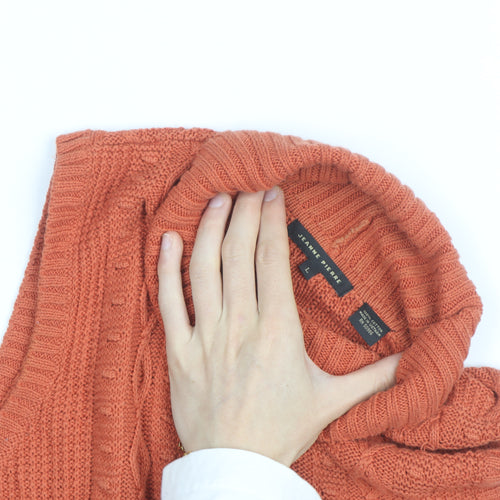 Jeanne Pierre Men's Orange Cable-Knit Sleeveless Roll Neck Jumper L