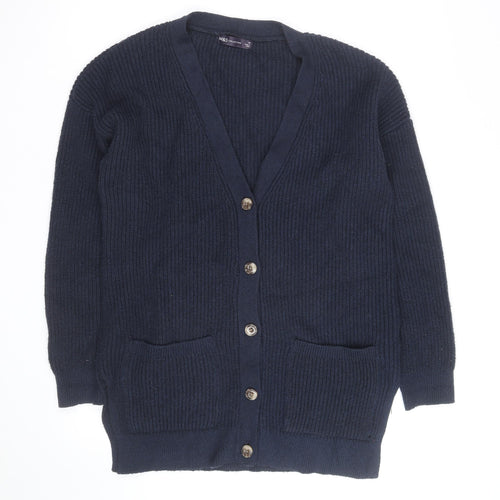 Marks and Spencer Men's Blue Wool Blend Cardigan Medium