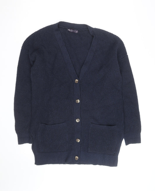 Marks and Spencer Men's Blue Wool Blend Cardigan Medium