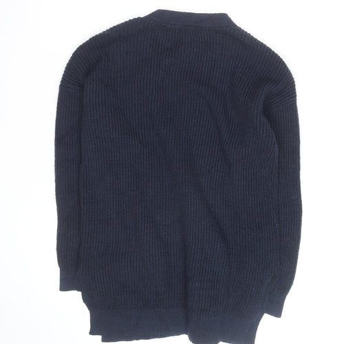 Marks and Spencer Men's Blue Wool Blend Cardigan Medium
