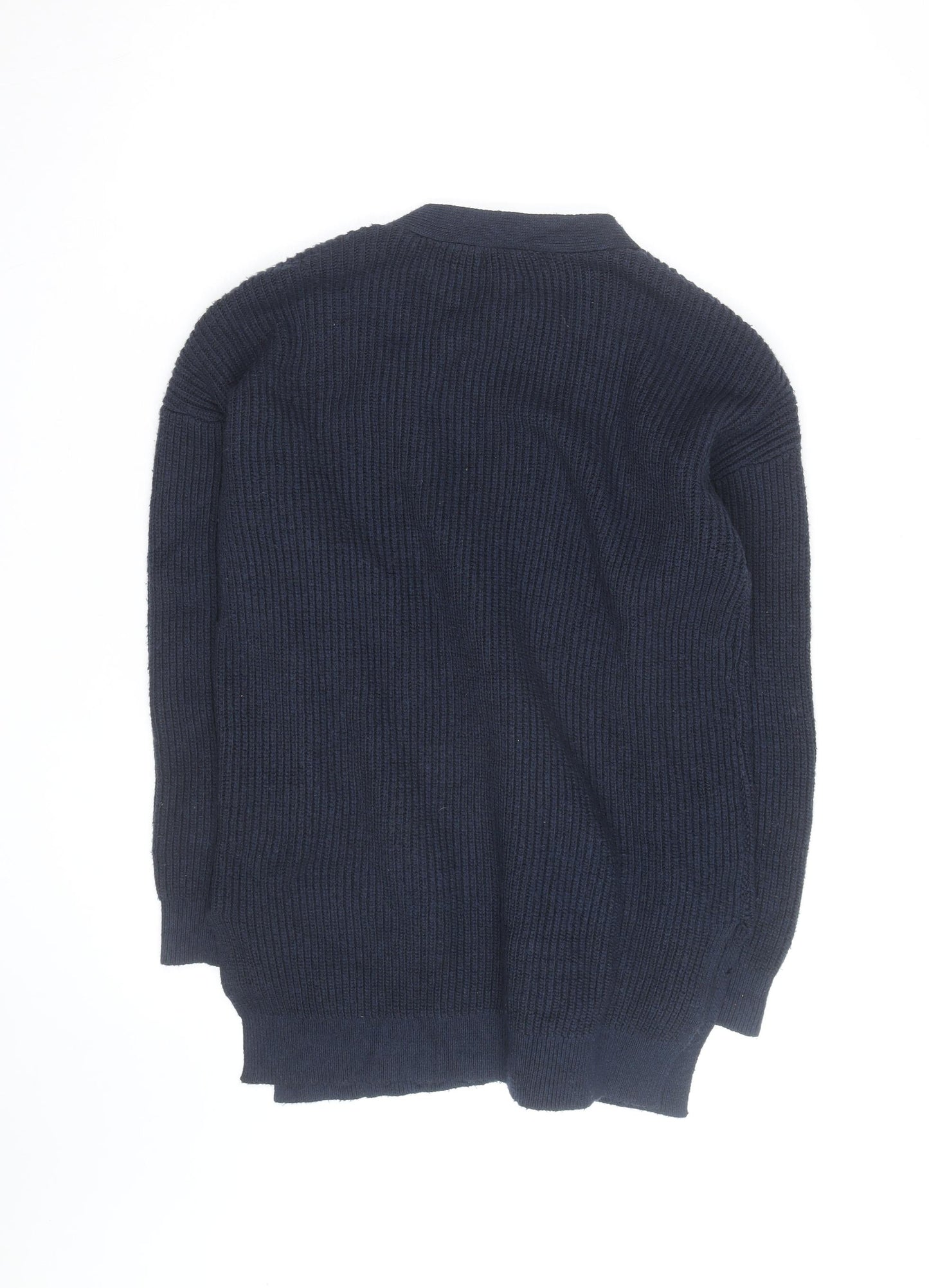 Marks and Spencer Men's Blue Wool Blend Cardigan Medium