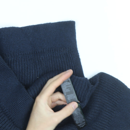 Marks and Spencer Men's Blue Wool Blend Cardigan Medium
