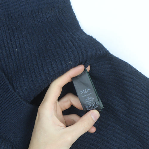Marks and Spencer Men's Blue Wool Blend Cardigan Medium