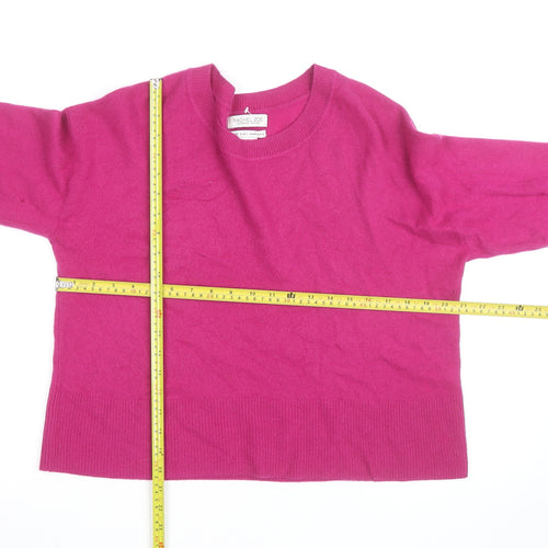 Rachel Zoe Women's Pink Cashmere Crew Neck Long Sleeve Jumper Size L