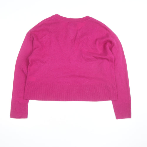 Rachel Zoe Women's Pink Cashmere Crew Neck Long Sleeve Jumper Size L