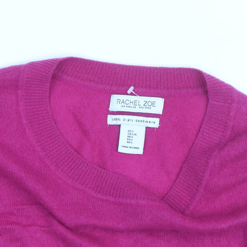Rachel Zoe Women's Pink Cashmere Crew Neck Long Sleeve Jumper Size L