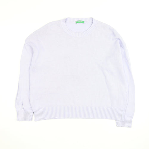 United Colors of Benetton Men's White Cotton Crew Neck Jumper M