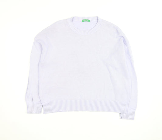 United Colors of Benetton Men's White Cotton Crew Neck Jumper M