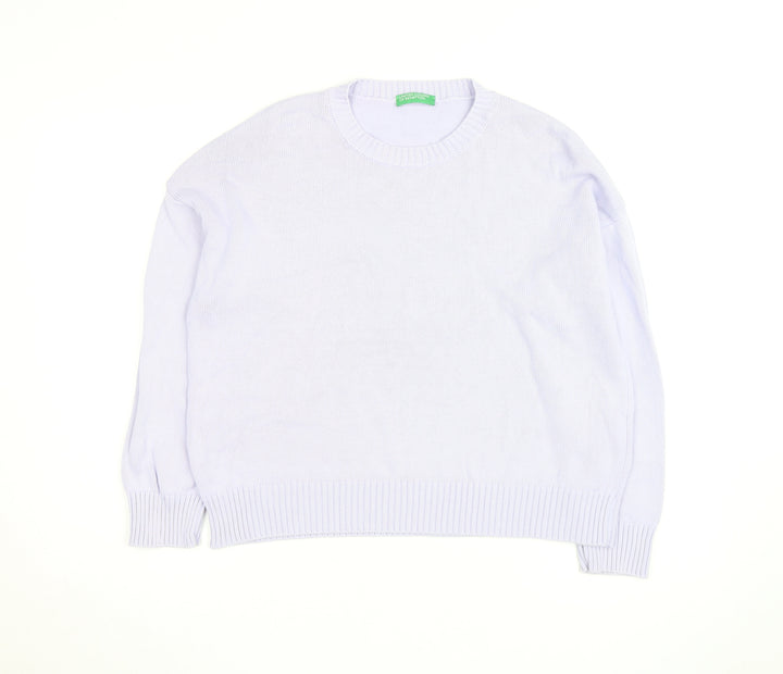 United Colors of Benetton Men's White Cotton Crew Neck Jumper M