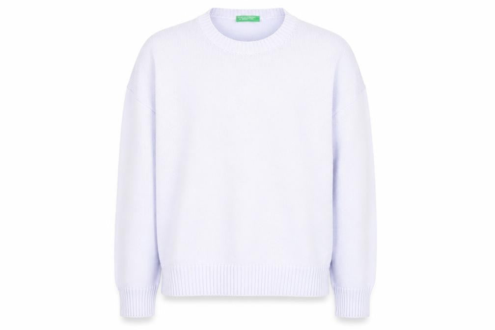 United Colors of Benetton Men's White Cotton Crew Neck Jumper M