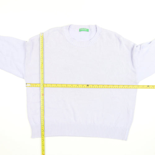 United Colors of Benetton Men's White Cotton Crew Neck Jumper M