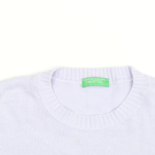 United Colors of Benetton Men's White Cotton Crew Neck Jumper M