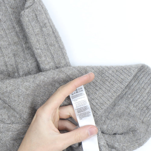 F&F Womens Grey Roll Neck Cable-Knit Wool Blend Sleeveless Jumper XL