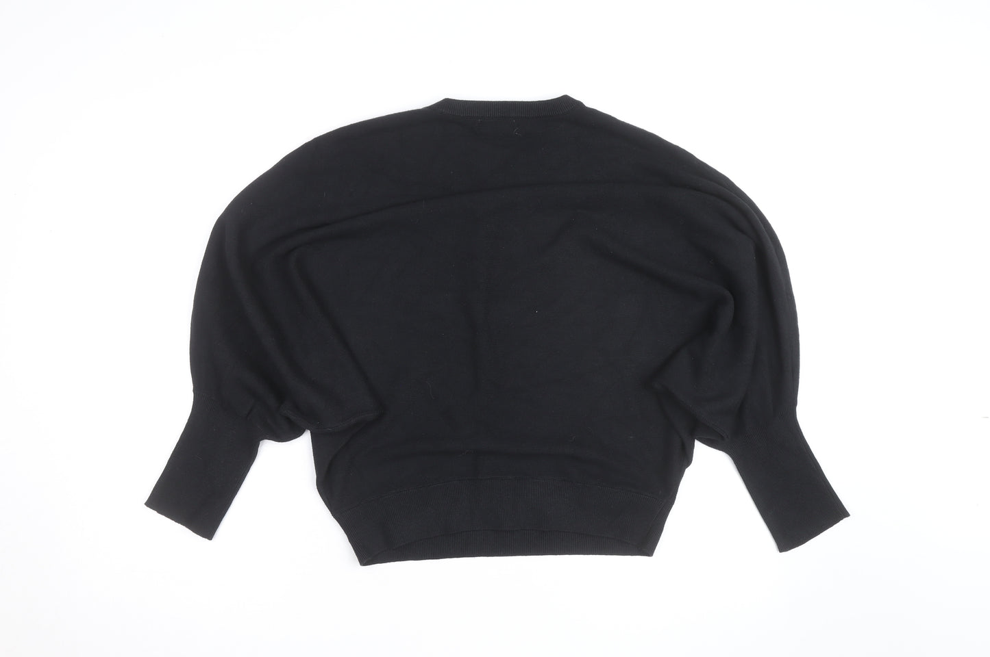 QED London Womens Black L Jumper Star Embellished Batwing Knit Top