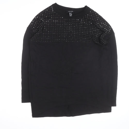 New Look Men’s Black Studded Crew Neck Long Sleeve Jumper Size S