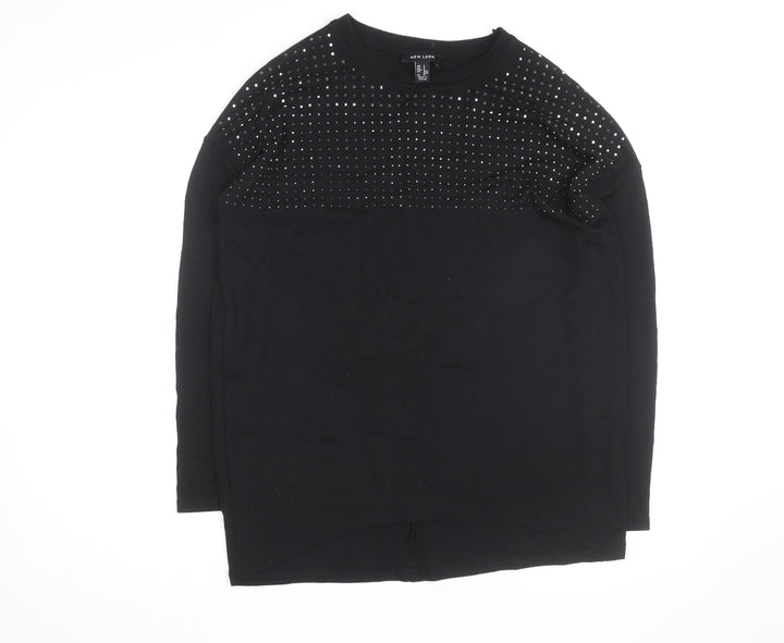 New Look Men’s Black Studded Crew Neck Long Sleeve Jumper Size S