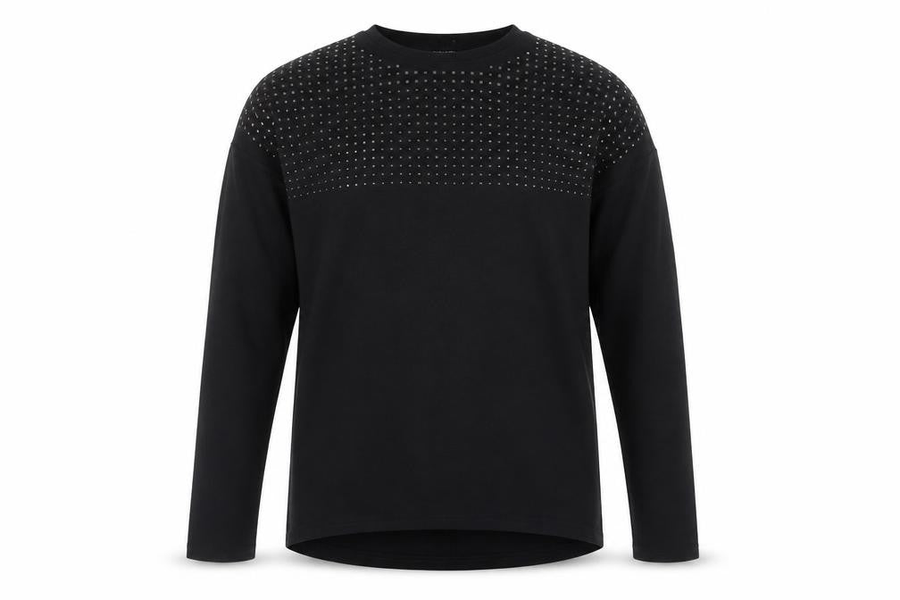 New Look Men’s Black Studded Crew Neck Long Sleeve Jumper Size S