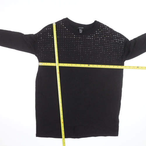 New Look Men’s Black Studded Crew Neck Long Sleeve Jumper Size S
