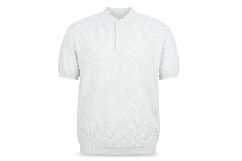 Front view of Zara Man Mint Green Short Sleeve Knit Collared Shirt Medium