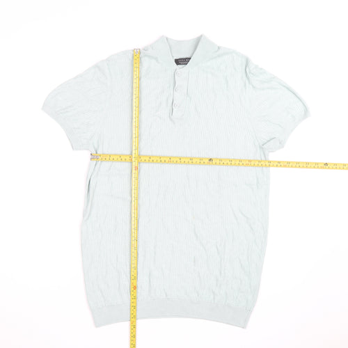 Zara Man Mint Green Short Sleeve Knit Collared Shirt Medium