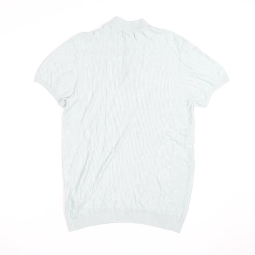 Zara Man Mint Green Short Sleeve Knit Collared Shirt Medium