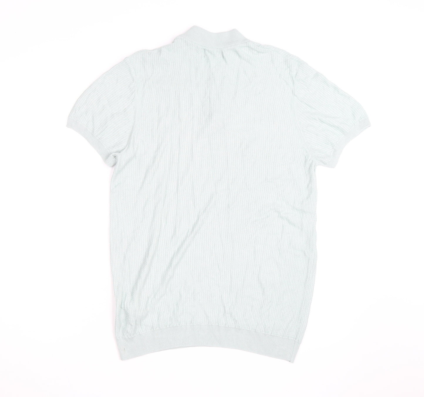 Zara Man Mint Green Short Sleeve Knit Collared Shirt Medium