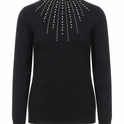 Apricot Womens Black Embellished Mock Neck Jumper UK 8