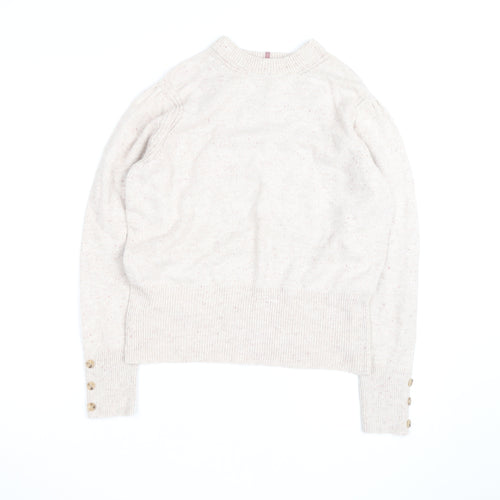 Marks and Spencer Women Beige Wool Blend High Neck Jumper Size 14