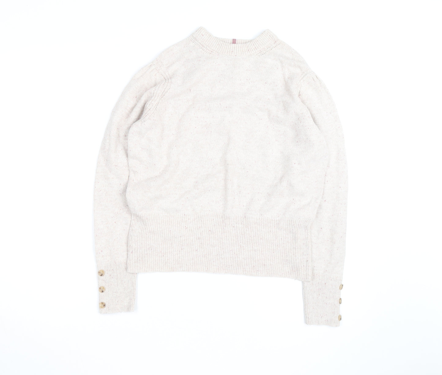 Marks and Spencer Women Beige Wool Blend High Neck Jumper Size 14