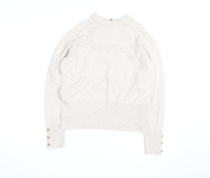Marks and Spencer Women Beige Wool Blend High Neck Jumper Size 14