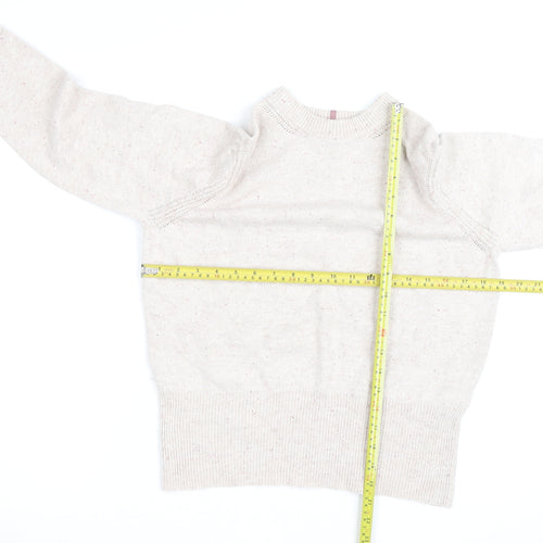 Marks and Spencer Women Beige Wool Blend High Neck Jumper Size 14