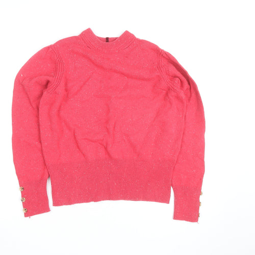 Marks and Spencer Women Pink High Neck Button Sleeve Knit Jumper Size 14
