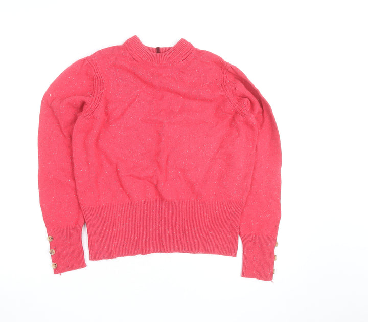 Marks and Spencer Women Pink High Neck Button Sleeve Knit Jumper Size 14