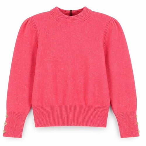 Marks and Spencer Women Pink High Neck Button Sleeve Knit Jumper Size 14
