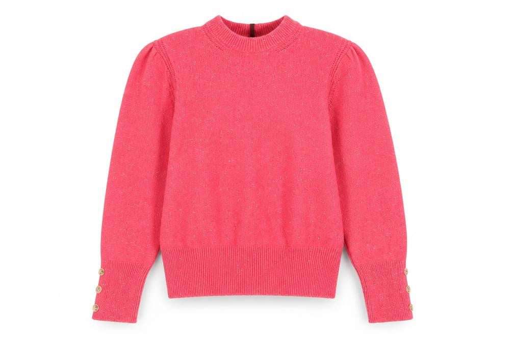 Marks and Spencer Women Pink High Neck Button Sleeve Knit Jumper Size 14