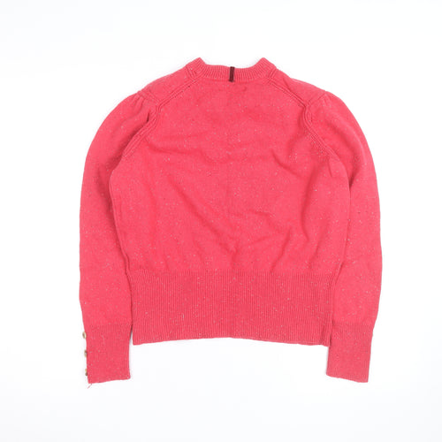 Marks and Spencer Women Pink High Neck Button Sleeve Knit Jumper Size 14