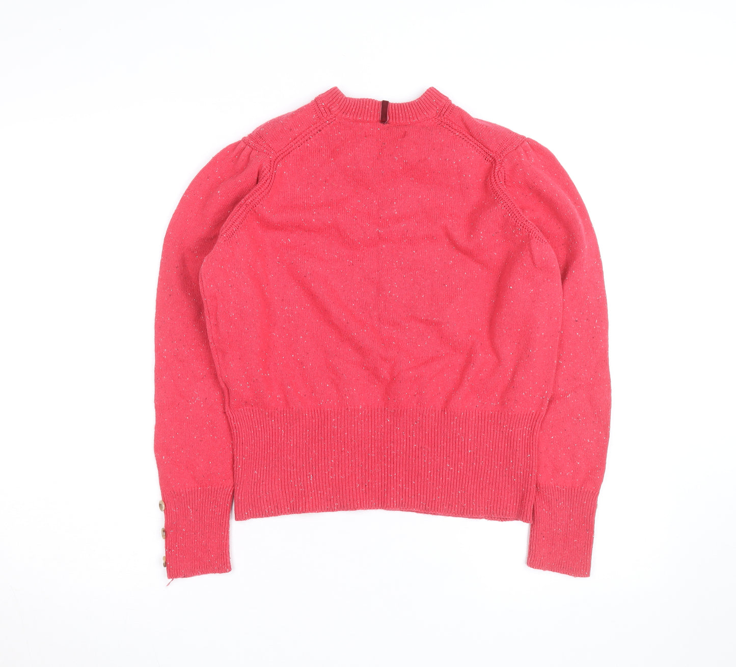 Marks and Spencer Women Pink High Neck Button Sleeve Knit Jumper Size 14